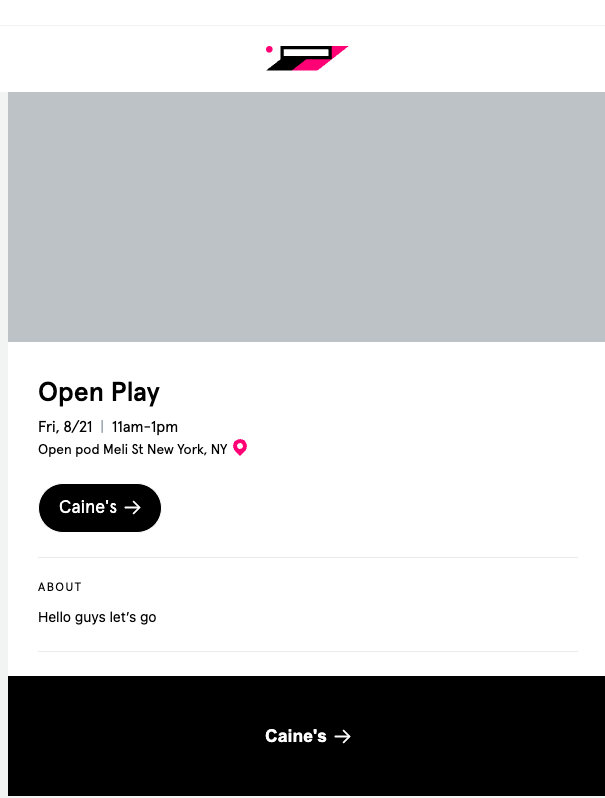 Public event page showing the custom external link button instead of Sign Up